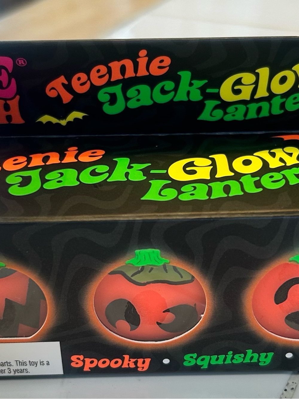 RARE NEEDOH Set of 3  Teenie Jack-Glow Lantern Spooky Squishy Pumpkins  - Orange
